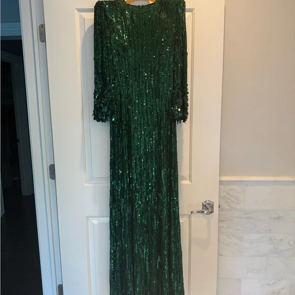 Jenny Packham Forest Green Nymph Dress worn once - Picture 5 of 12